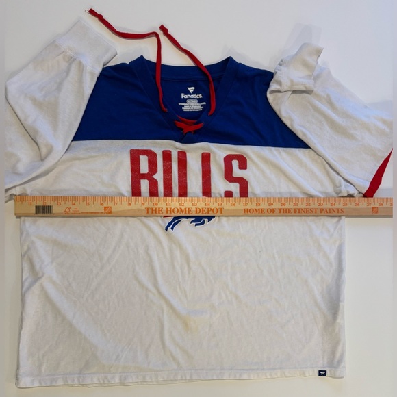 Fanatics Blue and White Bills Women's Jersey lace up long sleeves glitter Red - Picture 8 of 11